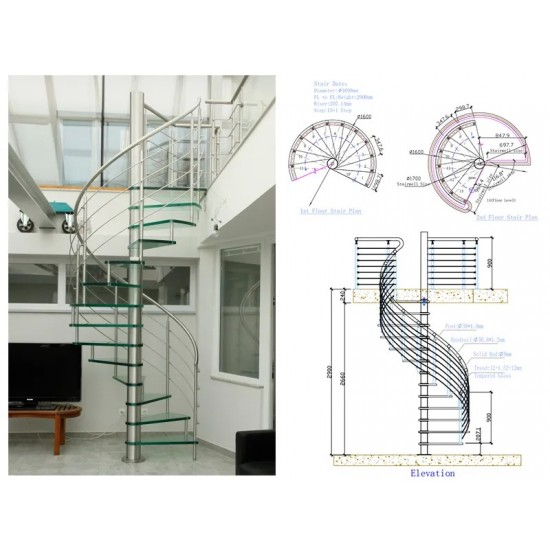 Buy Construction and design of stairs of any type and complexity. 3D model + drawing package and full specification of materials at Factory Prices