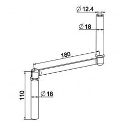 Handle for round handle Ø 12 mm made of white lacquered steel Total length 310 mm