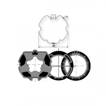 Fixação do eixo ZF80 9001474 para motores Somfy Ø50mm