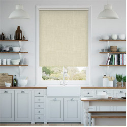 Fabric shutters on the window made of Opaco Lino Texture fabric, 2 textures, opaque, does not let light through