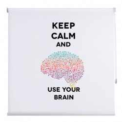 Youth rolls on the window with printed inscriptions - Save the brain