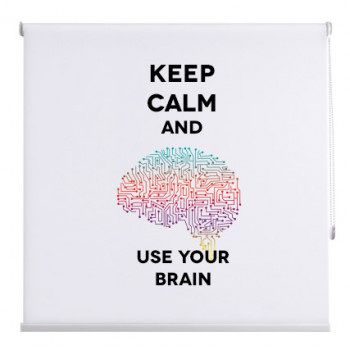 Youth rolls on the window with printed inscriptions - Save the brain