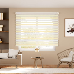 Blinds day-night with metallic effect in silver and gold tones