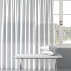 Translucent curtains with shiny stripes