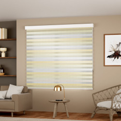 Blinds day-night with metallic effect in silver and gold tones