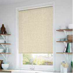 Fabric shutters on the window made of Opaco Lino Texture fabric, 2 textures, opaque, does not let light through