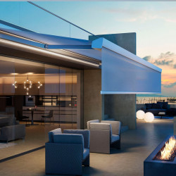 Lacquered awning with electric drive Smart A1 Standard length 3000 mm takeaway 2250, bullets, sun and wind sensor, ice backlight