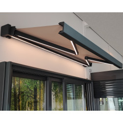 Baldachim SmartSun w komplecie z silnikiem i akrylową taflą LED 3x2m w kolorze kamiennej szarości. Zadaszenie na taras, balkon, uchwyty ścienne w komplecie Baldachim SmartSun w komplecie z silnikiem i akrylową taflą LED 3x2m w kolorze kamiennej szarości. Zadaszenie na taras, balkon, uchwyty ścienne w komplecie