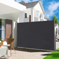 Auvent latéral 180 x 400 cm (H x L) Balcon et terrasse Store enrouleur Écran de confidentialité Écran de confidentialité Pare-soleil Séparateur de pièce Gris foncé