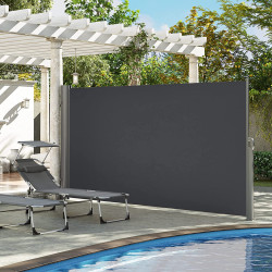 Auvent latéral 180 x 400 cm (H x L) Balcon et terrasse Store enrouleur Écran de confidentialité Écran de confidentialité Pare-soleil Séparateur de pièce Gris foncé