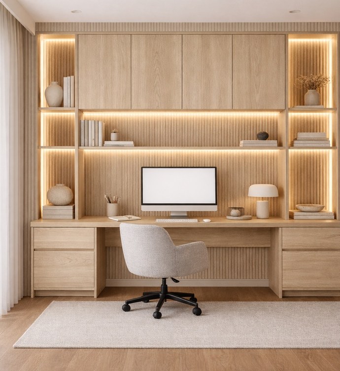 Idea de ambiente · imagen orientativa — Panel WPC 8 mm FM6089 Roble Natural