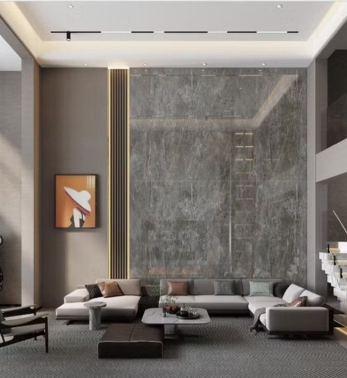 Idea de ambiente · imagen orientativa — Panel decorativo HD FM7127 Piedra Gris Oro
