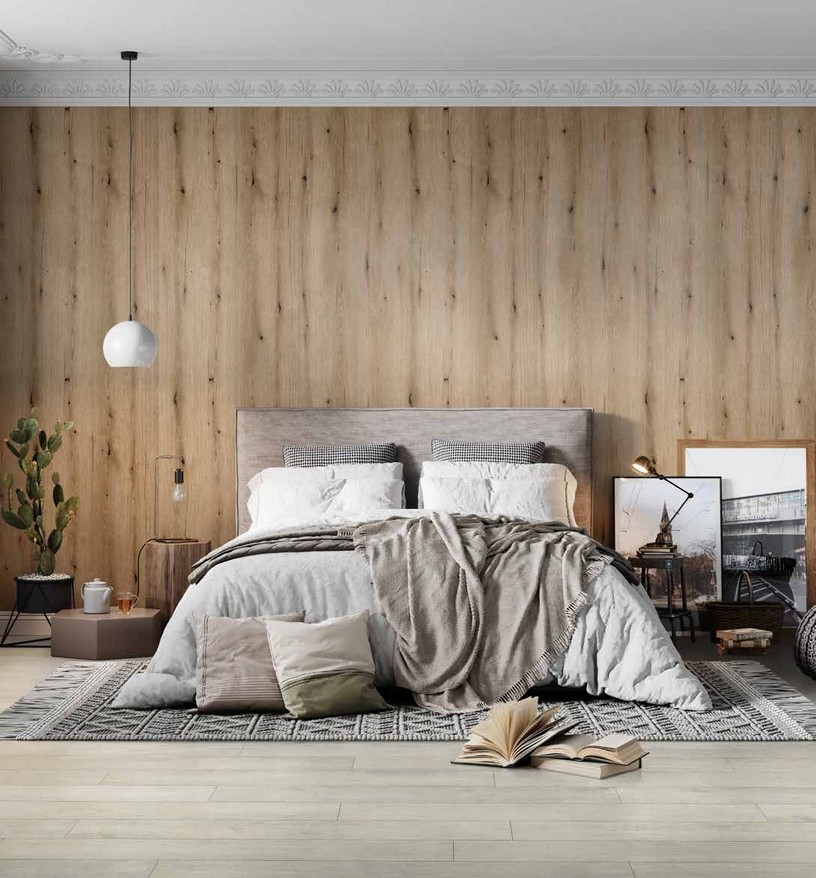 Idea de ambiente · imagen orientativa — Panel de pared SPC Rocko K365 Coast Evoke Oak — 4 mm