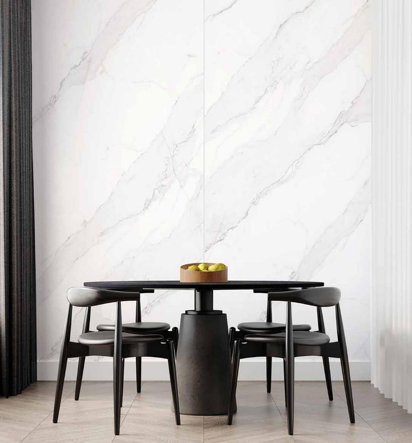 Idea de ambiente · imagen orientativa — Panel de pared SPC Rocko K551 Calacatta Olympus — 4 mm