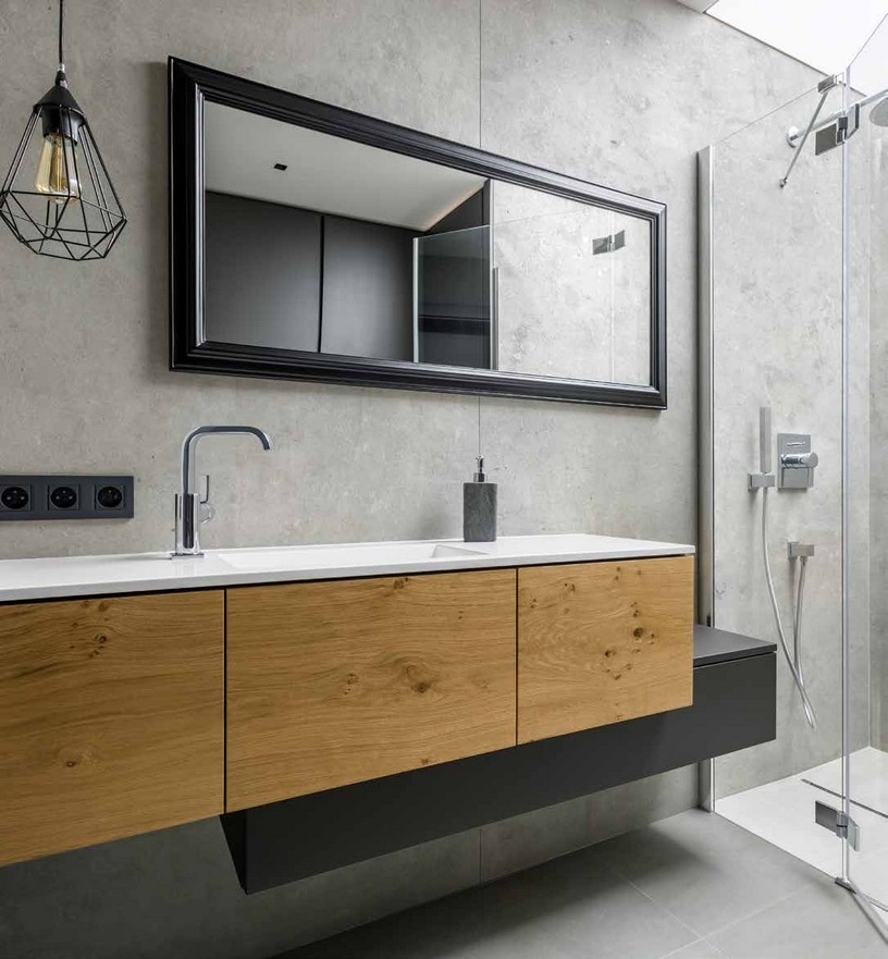 Idea de ambiente · imagen orientativa — Panel de pared SPC Rocko R109 Concrete — 4 mm