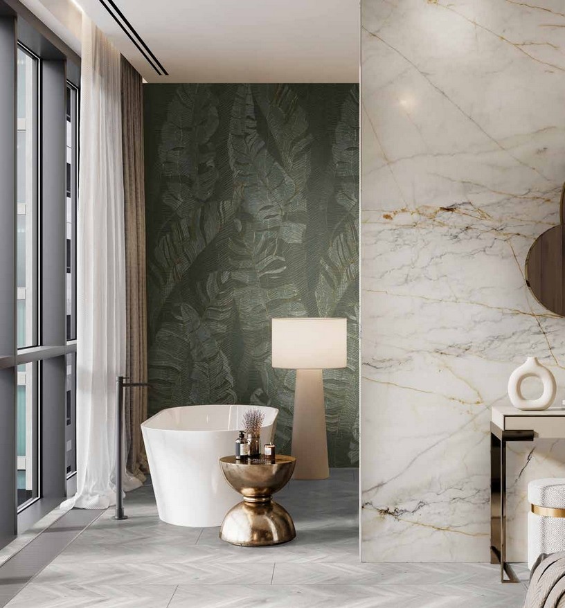 Idea de ambiente · imagen orientativa — Panel de pared SPC Rocko R163 Silver Sage — 4 mm