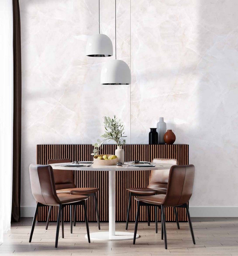 Idea de ambiente · imagen orientativa — Panel de pared SPC Rocko R196 Ivory Onyx — 4 mm