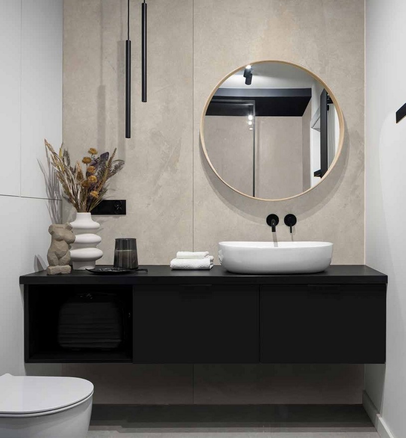 Idea de ambiente · imagen orientativa — Panel de pared SPC Rocko R267 Urban Grid — 4 mm